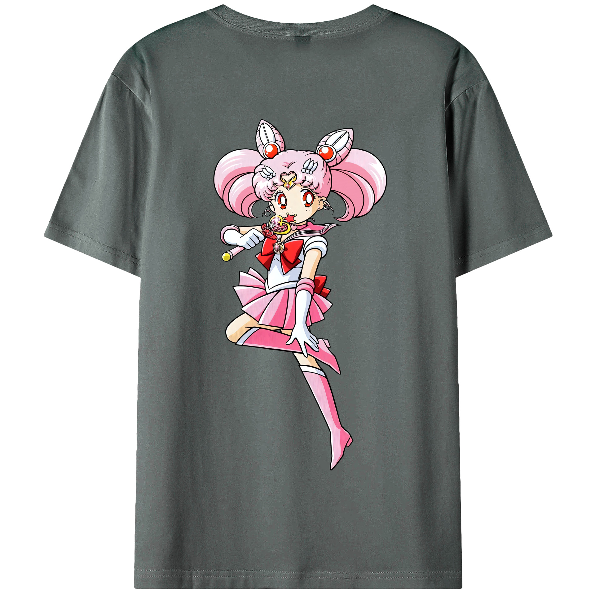 （画像用） 美少女戦士セーラームーン ちびうさ Sailor Moon Chibiusa Tsukino Usagi Small Lady Serenity 綿100％半袖Tシャツ（背面プリント）